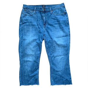 J. Crew Women Mid-Rise Flare Crop Jeans size 31 Raw Hem Medium Blue Wash Classic
